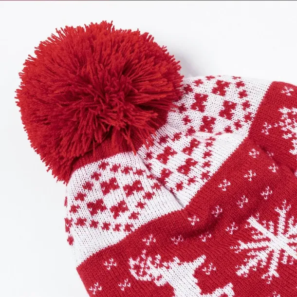  Winter hat, Christmas pattern Crvena