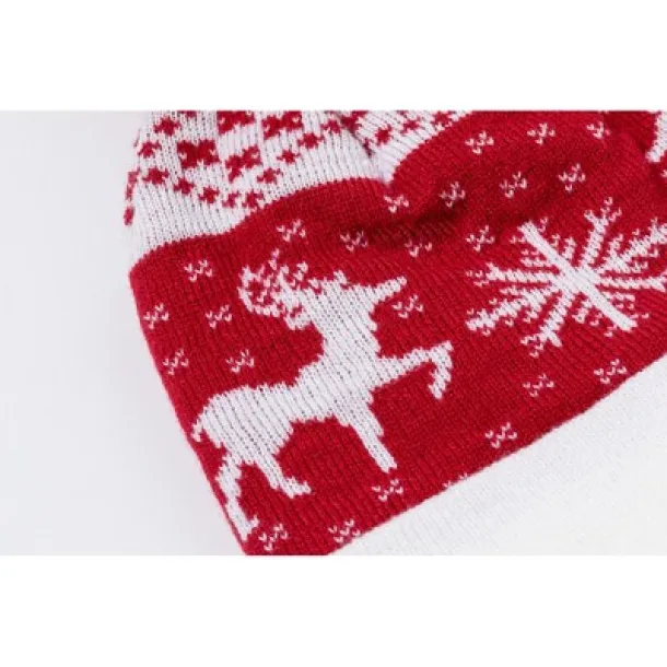  Winter hat, Christmas pattern Crvena