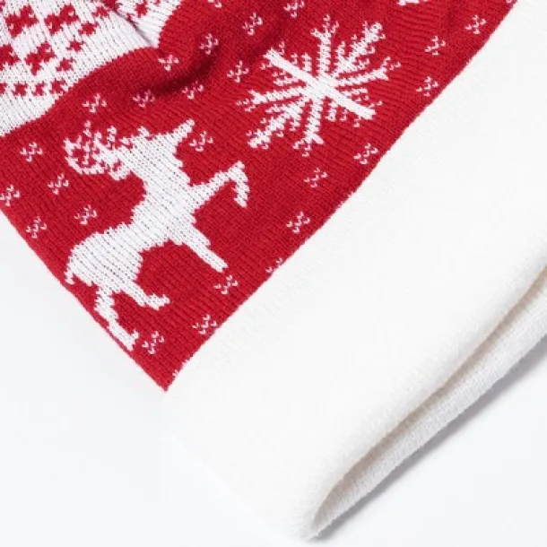  Winter hat, Christmas pattern Crvena