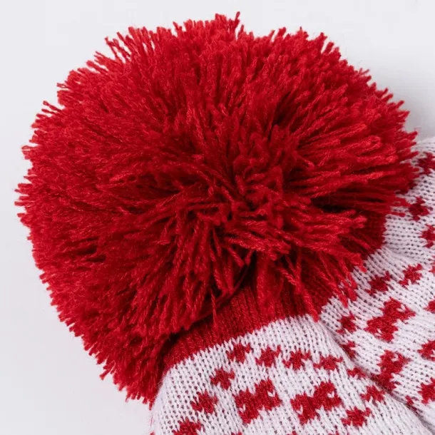  Winter hat, Christmas pattern Crvena