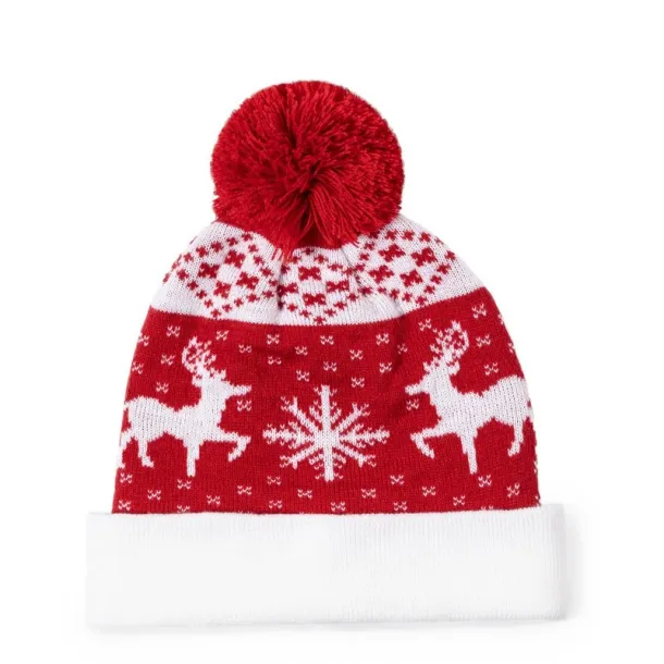  Winter hat, Christmas pattern red