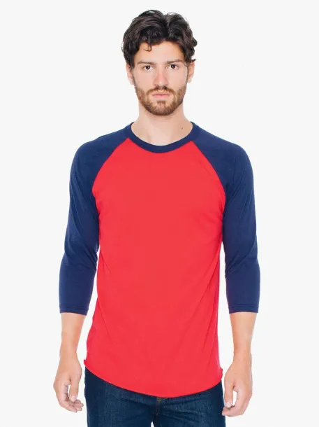  Unisex polipamučna majica s raglan dugim rukavima - 125 g/m² - American Apparel Crvena Oxford Navy