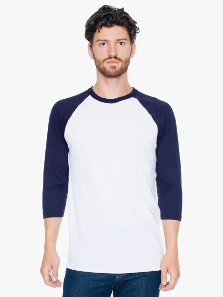  Unisex polipamučna majica s raglan dugim rukavima - 125 g/m² - American Apparel Bijela Oxford Navy