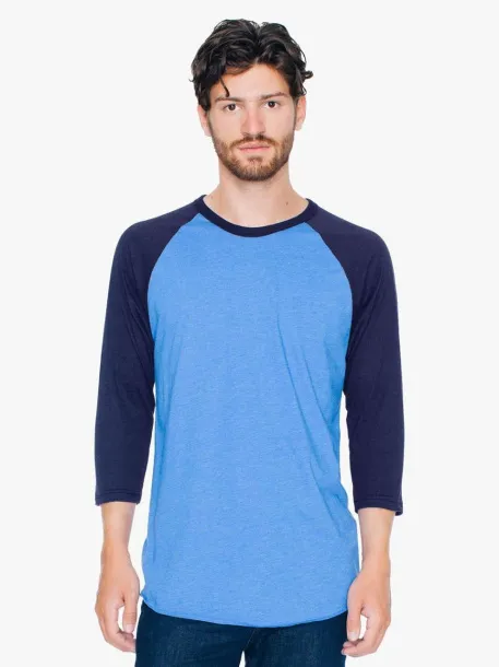  Unisex polipamučna majica s raglan dugim rukavima - 125 g/m² - American Apparel Heather Lake Blue Oxford Navy