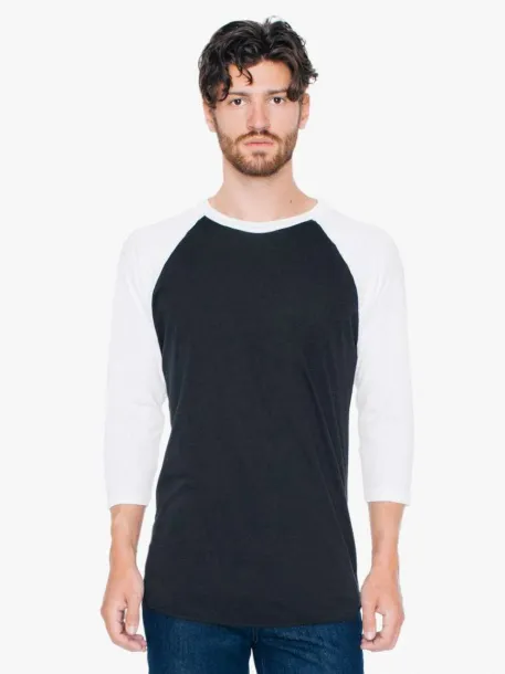  Unisex polipamučna majica s raglan dugim rukavima - 125 g/m² - American Apparel Crna Bijela