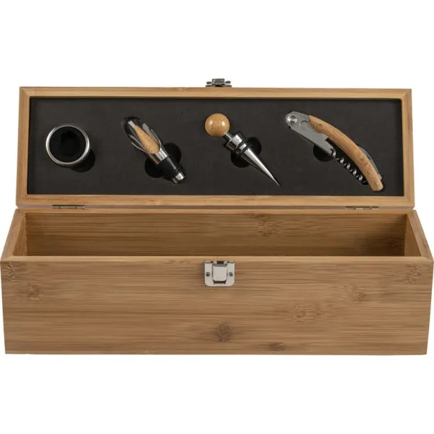  Bamboo wine set 4 pcs, wine box 1 el. wood