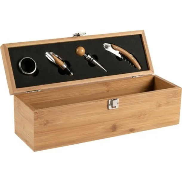  Bamboo wine set 4 pcs, wine box 1 el. wood