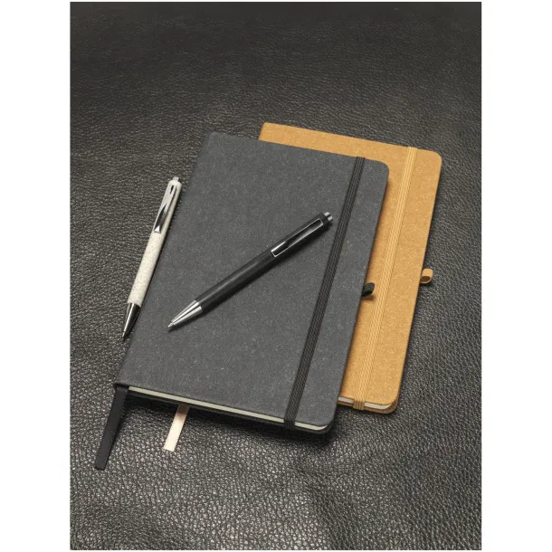 Atlana leather pieces notebook - Marksman Solid black