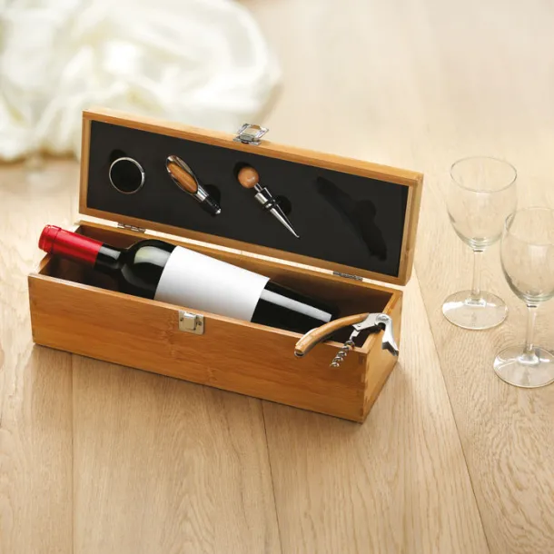 TARDOR Wine set in bamboo box Wood