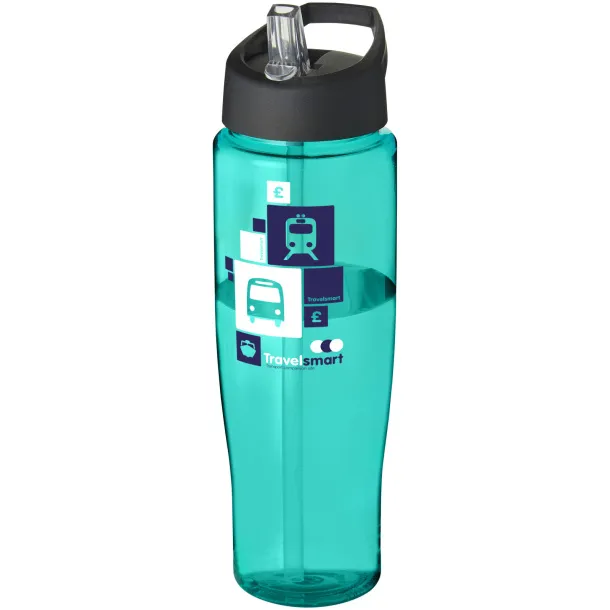 H2O Tempo® 700 ml spout lid sport bottle Aqua blue Solid black