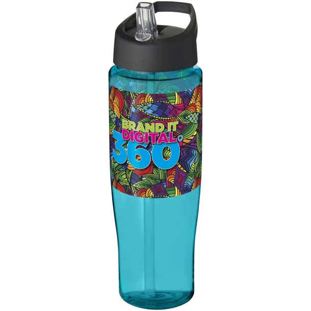 H2O Tempo® 700 ml spout lid sport bottle Aqua blue Solid black