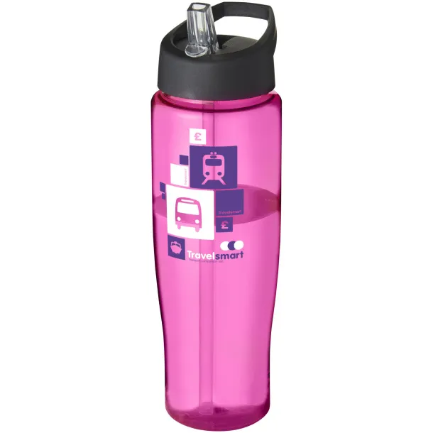 H2O Tempo® 700 ml spout lid sport bottle Transparent pink Solid black