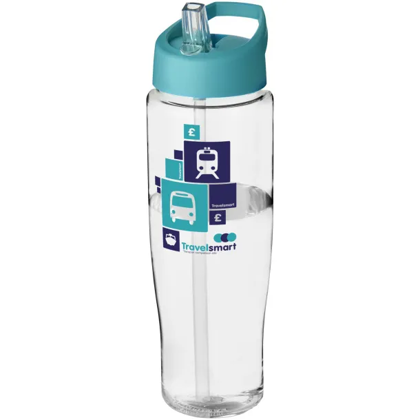 H2O Tempo® 700 ml spout lid sport bottle - Unbranded White Aqua blue