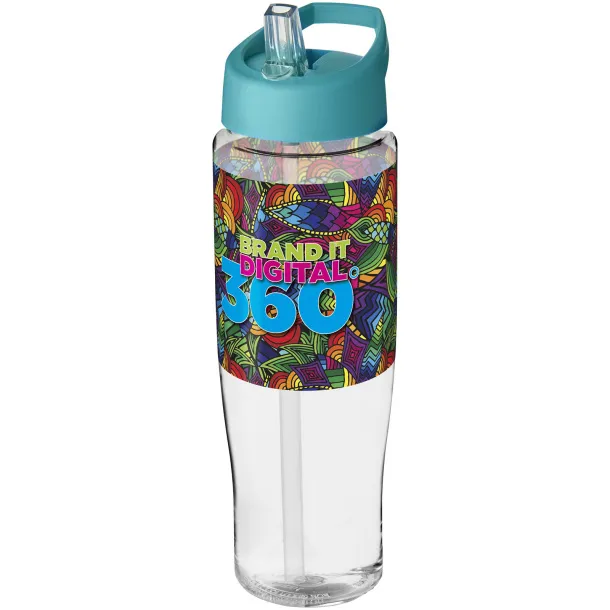 H2O Tempo® 700 ml spout lid sport bottle - Unbranded White Aqua blue