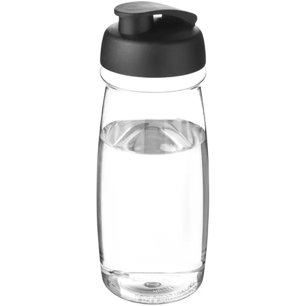 H2O Pulse® 600 ml flip lid sport bottle - Unbranded White Solid black