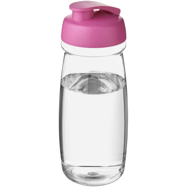 H2O Pulse® 600 ml flip lid sport bottle - Unbranded White Transparent pink