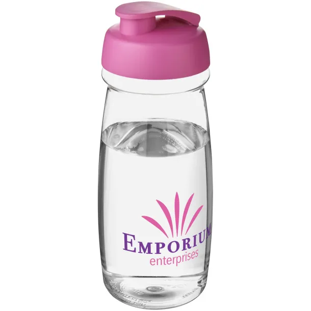 H2O Pulse® 600 ml flip lid sport bottle White Transparent pink