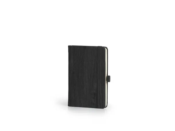 WOODY MINI A6 notebook with elastic band and pen loop Black