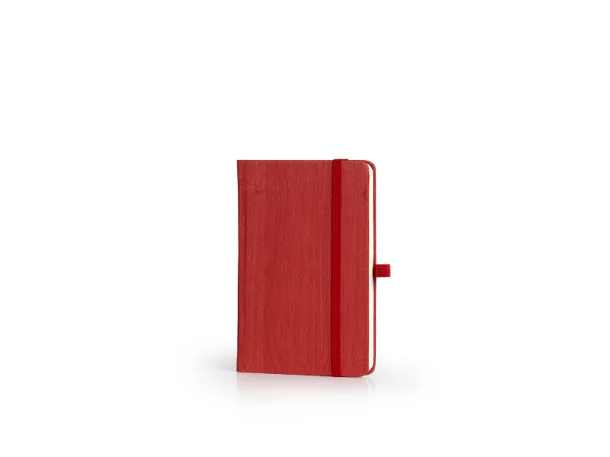 WOODY MINI A6 notebook with elastic band and pen loop Red