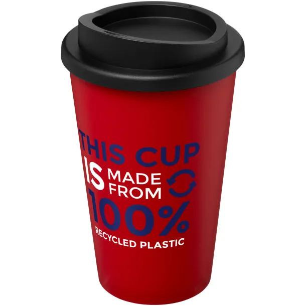 Americano® Recycled 350 ml insulated tumbler - Unbranded Red Solid black