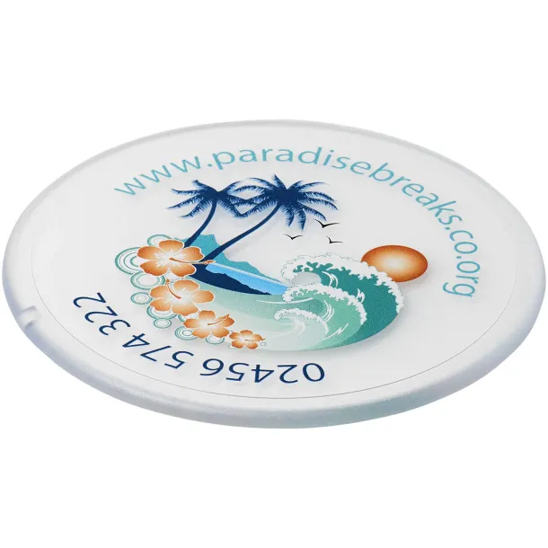 Renzo round plastic coaster - Unbranded White