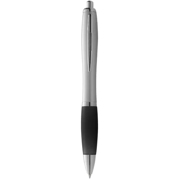 Nash ballpoint pen silver barrel and coloured grip Silver Solid black