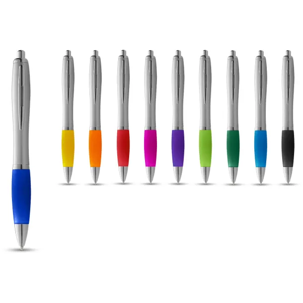 Nash ballpoint pen silver barrel and coloured grip Silver Solid black