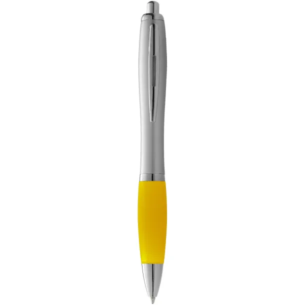 Nash ballpoint pen silver barrel and coloured grip Silver Yellow