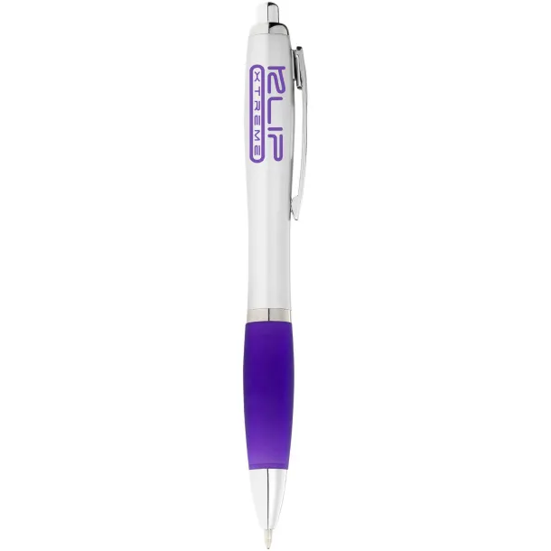 Nash ballpoint pen silver barrel and coloured grip - Unbranded Purple Silver