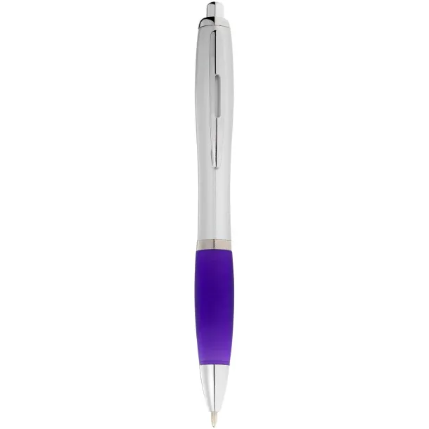 Nash ballpoint pen silver barrel and coloured grip Purple Silver