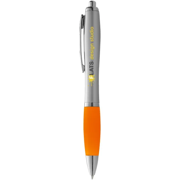 Nash ballpoint pen silver barrel and coloured grip - Unbranded Silver Orange