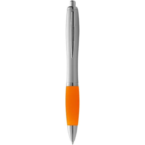 Nash ballpoint pen silver barrel and coloured grip Silver Orange