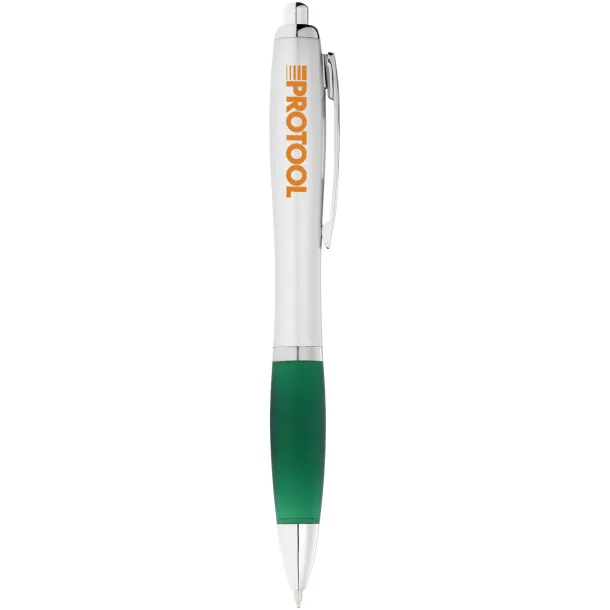 Nash ballpoint pen silver barrel and coloured grip Green Silver