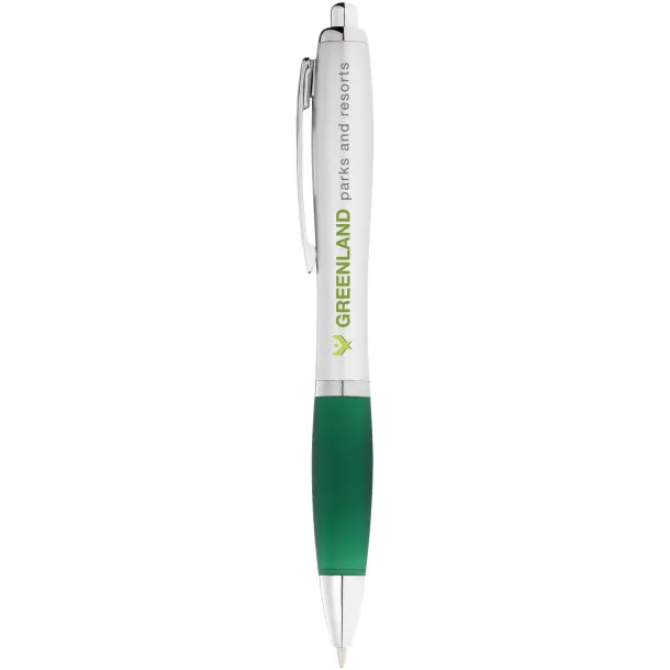 Nash ballpoint pen silver barrel and coloured grip Green Silver