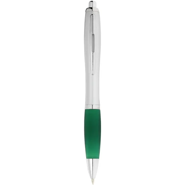 Nash ballpoint pen silver barrel and coloured grip Green Silver