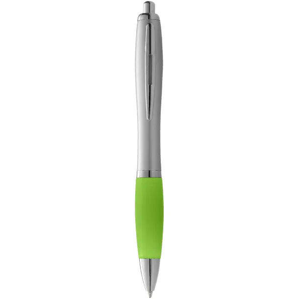 Nash ballpoint pen silver barrel and coloured grip Silver Lime green