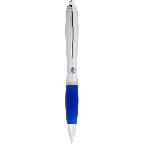 Nash ballpoint pen silver barrel and coloured grip - Unbranded Silver Royal blue