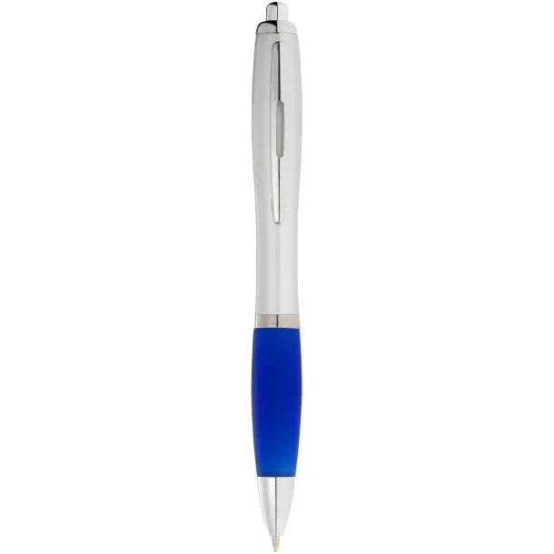 Nash ballpoint pen silver barrel and coloured grip Silver Royal blue