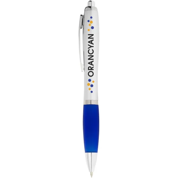 Nash ballpoint pen silver barrel and coloured grip Silver Royal blue