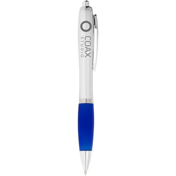 Nash ballpoint pen silver barrel and coloured grip Silver Royal blue