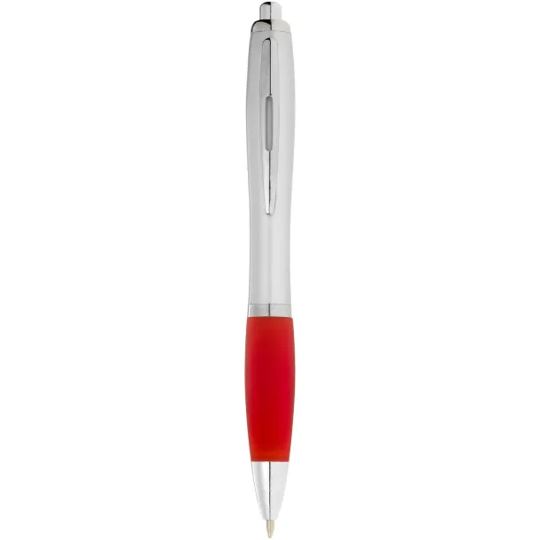 Nash ballpoint pen silver barrel and coloured grip Silver Red