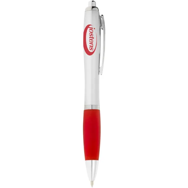 Nash ballpoint pen silver barrel and coloured grip - Unbranded Silver Red