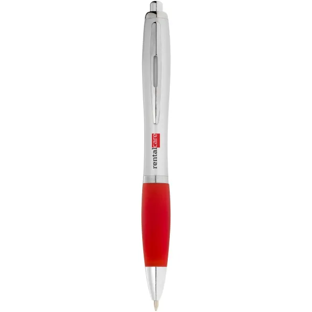 Nash ballpoint pen silver barrel and coloured grip - Unbranded Silver Red