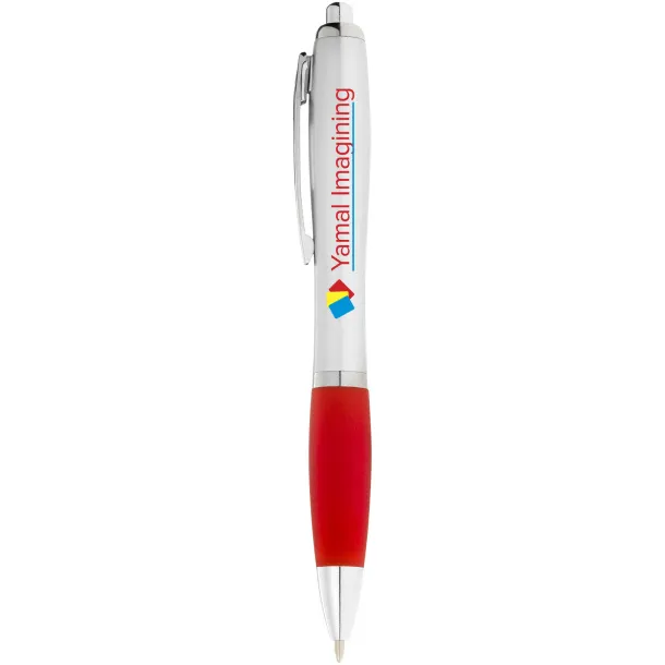 Nash ballpoint pen silver barrel and coloured grip - Unbranded Silver Red