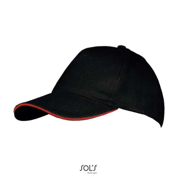 SOL'S LONG BEACH 5 PANEL CAP - SOL'S Black Red