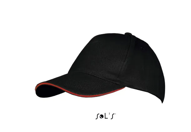 SOL'S LONG BEACH 5 PANEL CAP - SOL'S Black Red