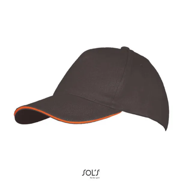 SOL'S LONG BEACH 5 PANEL CAP - SOL'S Tamno siva Orange