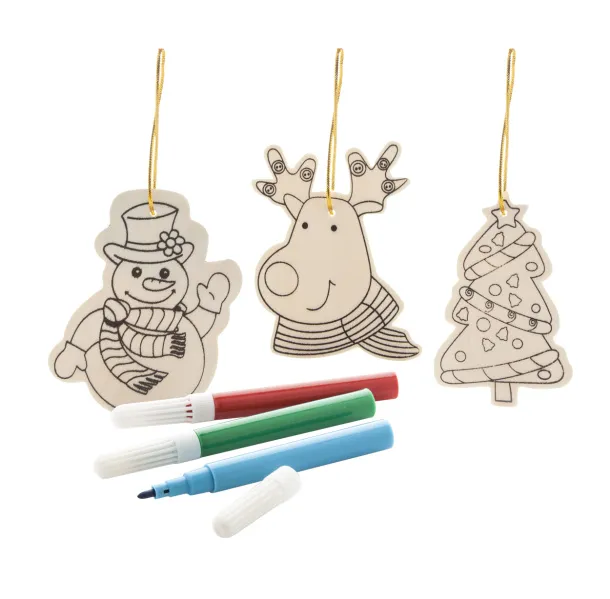 Andoya colouring Christmas tree ornaments, 3 pcs Natural