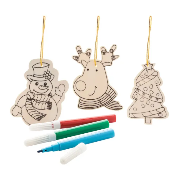 Andoya colouring Christmas tree ornaments, 3 pcs Natural