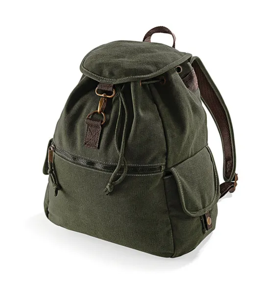  Vintage Canvas Backpack - Quadra Vintage Military Green